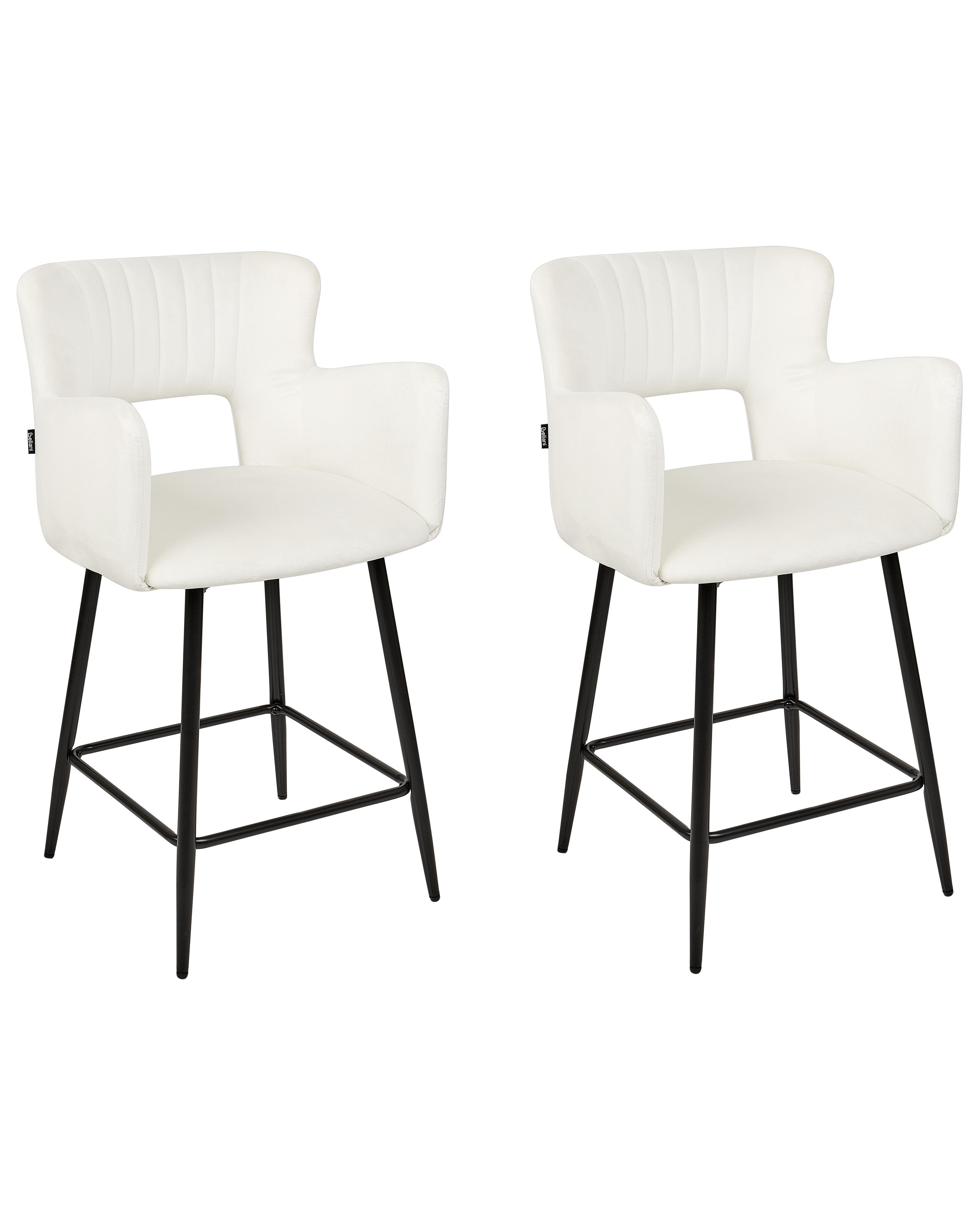 Set van 2 barstoelen SANILAC Fluweel Wit