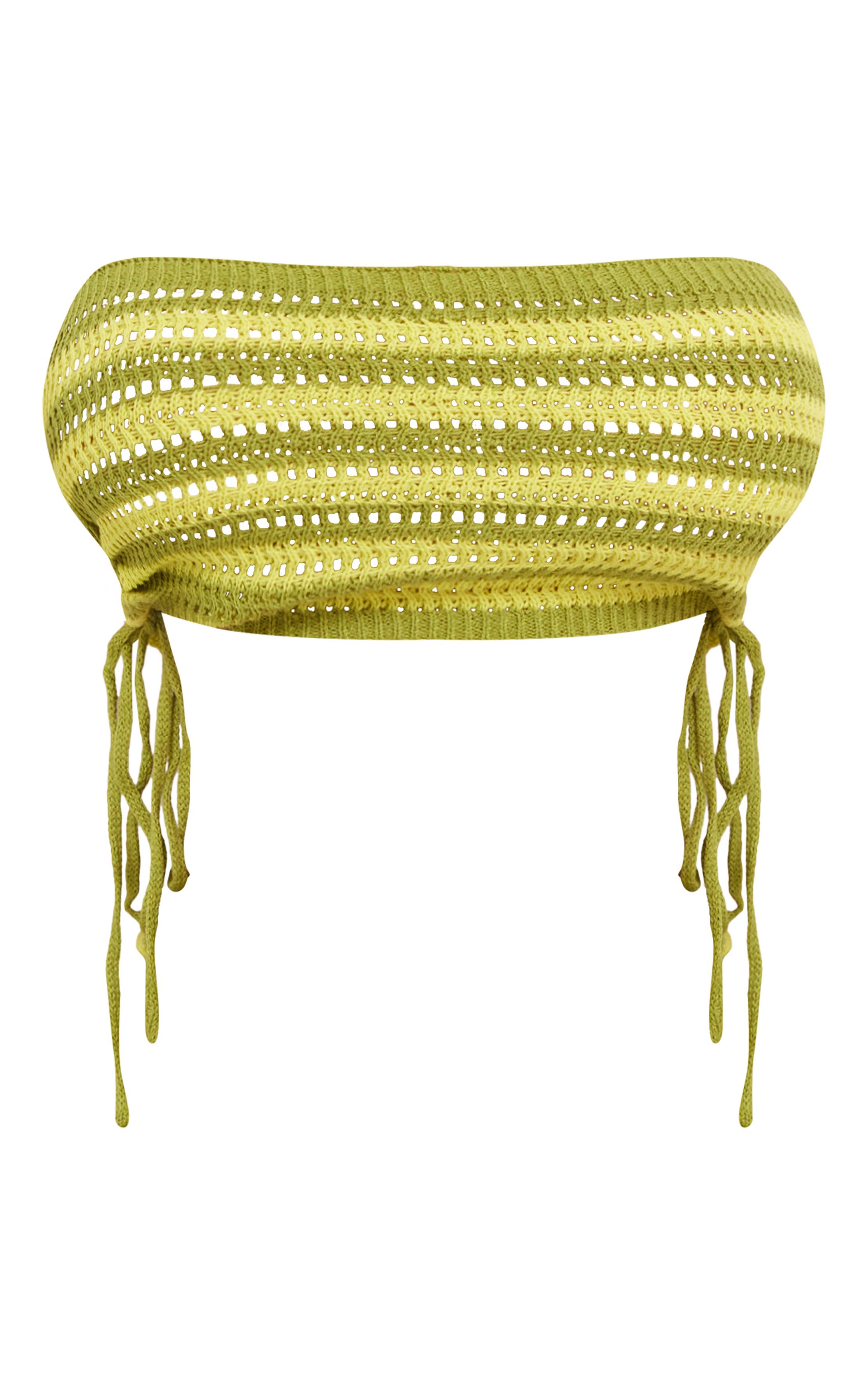 Vert Bandeau Moulant En Maille Avec Laçage Contrasté