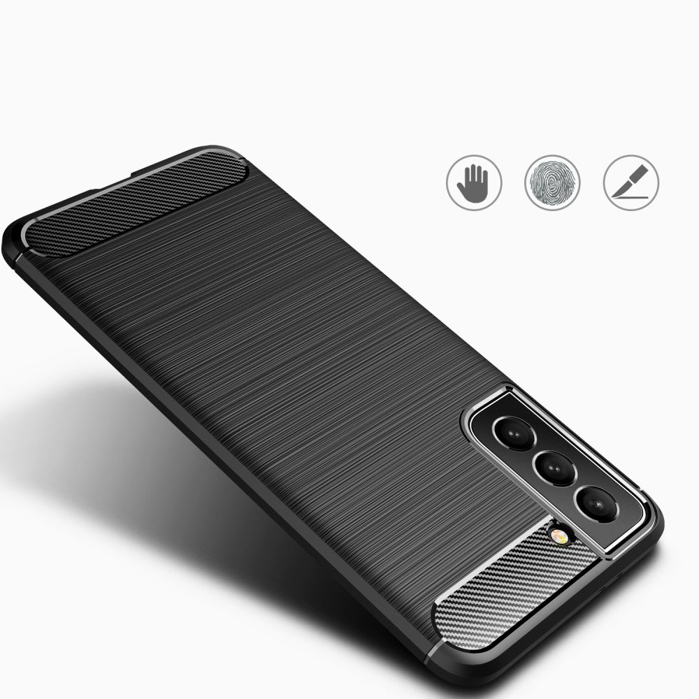 Samsung Galaxy S22 5G Gummi Case Schutzhülle Carbon Look - Schwarz
