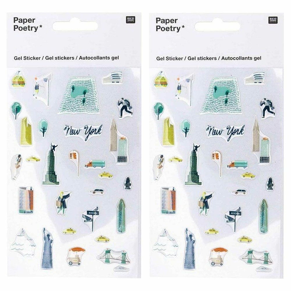 70 stickers en gel transparent new-york