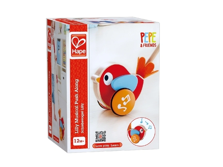 Schiebevogel PEPE & FRIENDS – LILLY mit Sound aus Holz