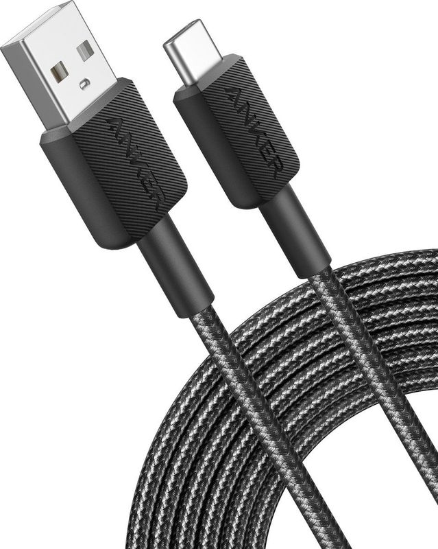 Anker 322 Gevlochten USB-A naar USB-C Kabel 0.9M Zwart