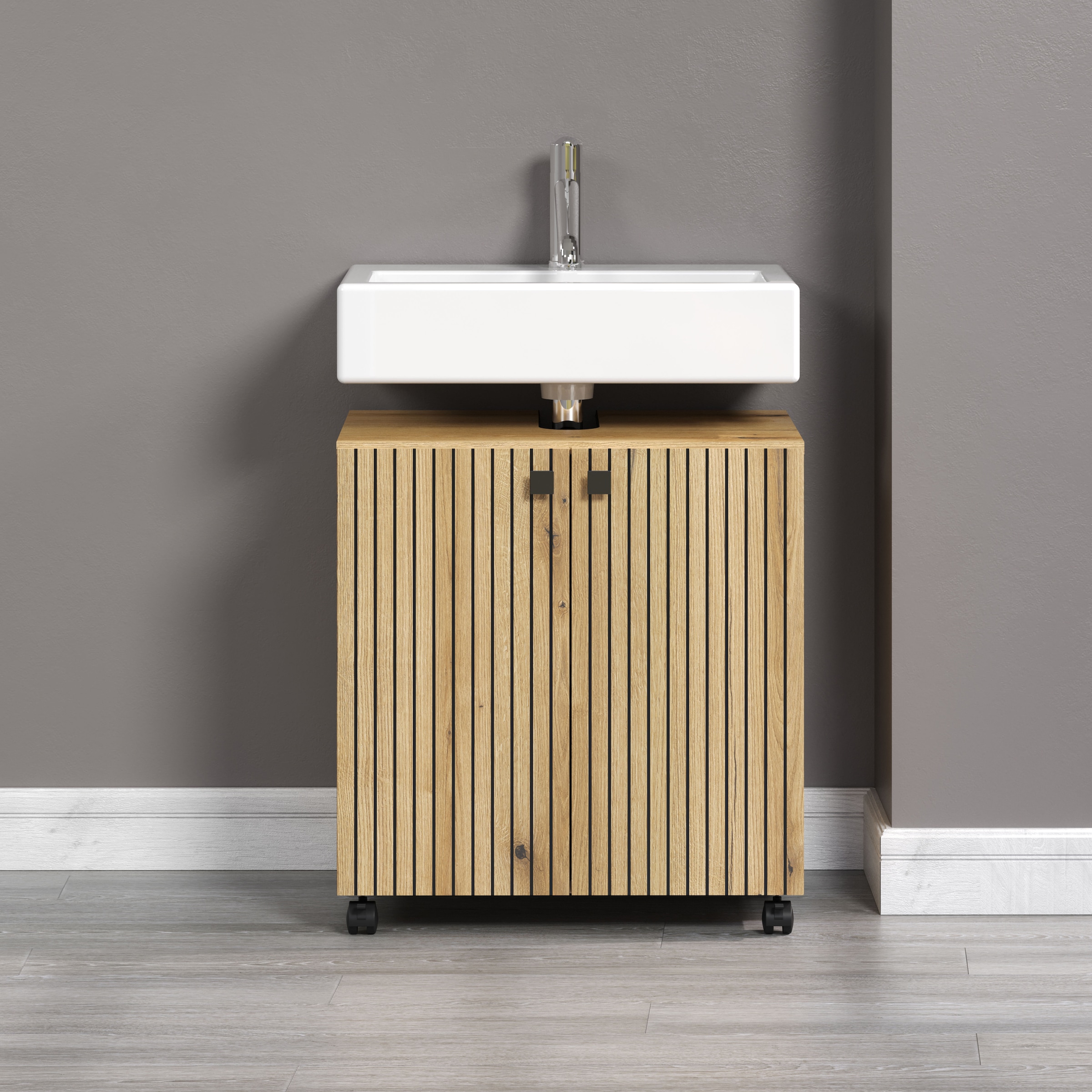 welltime Waschbeckenunterschrank »Amrum« 1 Stk. tlg. Waschtisch auf Rollen - (B/T/H) wahlweise 60-80/42/64 cm