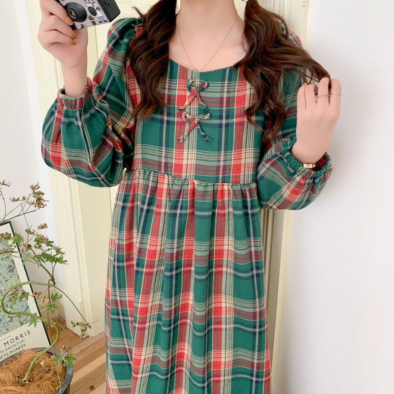 Tanee - Bijpassende geruite pyjamatop / broek / jurk / set voor koppels