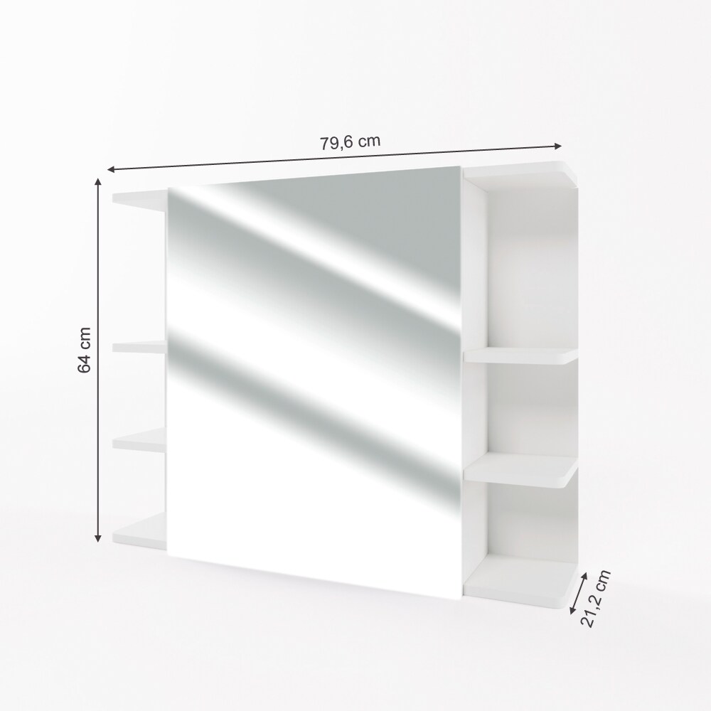 VICCO Spiegelschrank FYNN 80 x 64 cm Weiß - Spiegel Badspiegel Bad Wandspiegel
