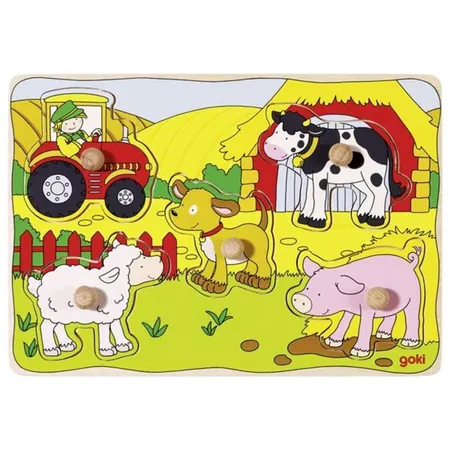 goki Steckpuzzle Auf dem Bauernhof 5 Teile