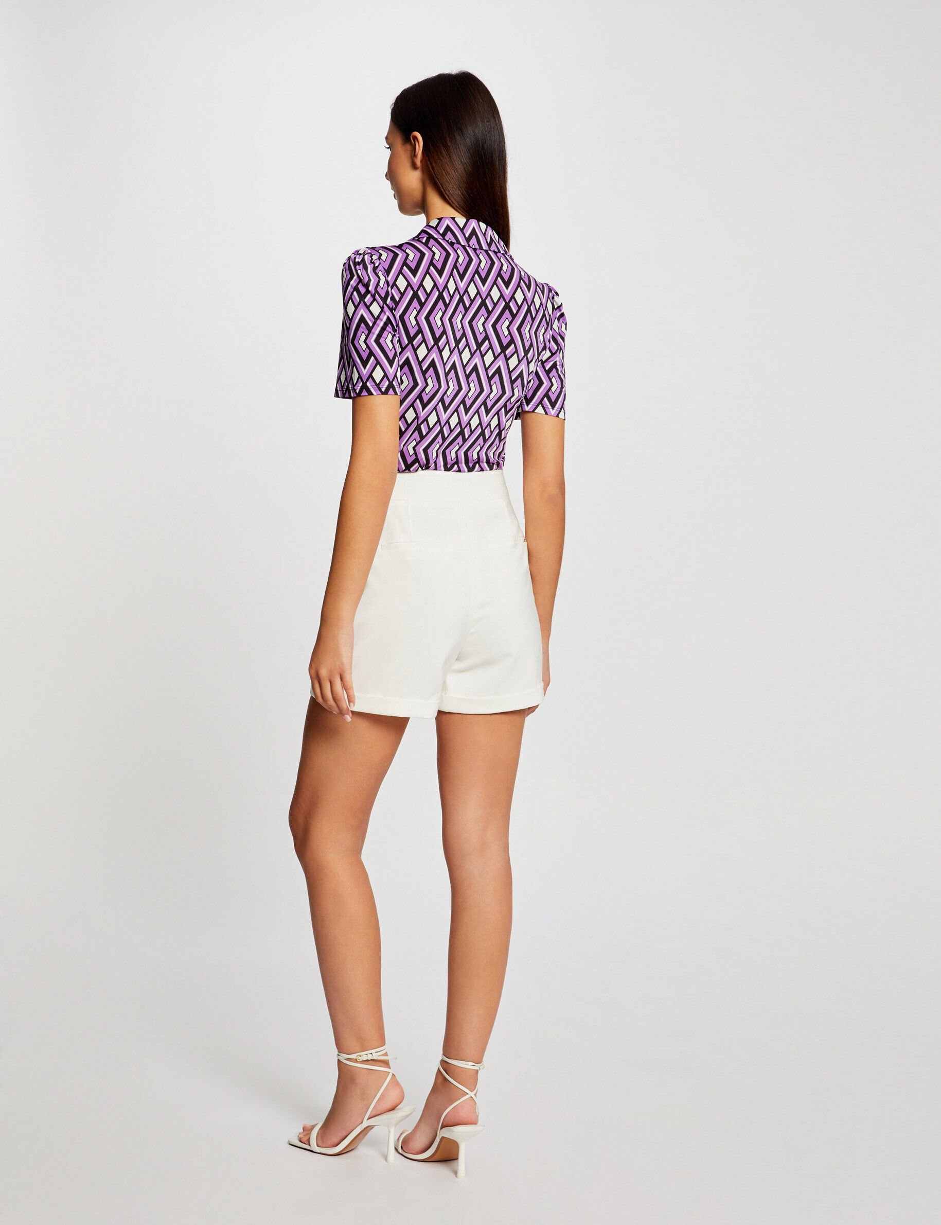 T-shirt manches courtes col polo imprimé multico femme - multico