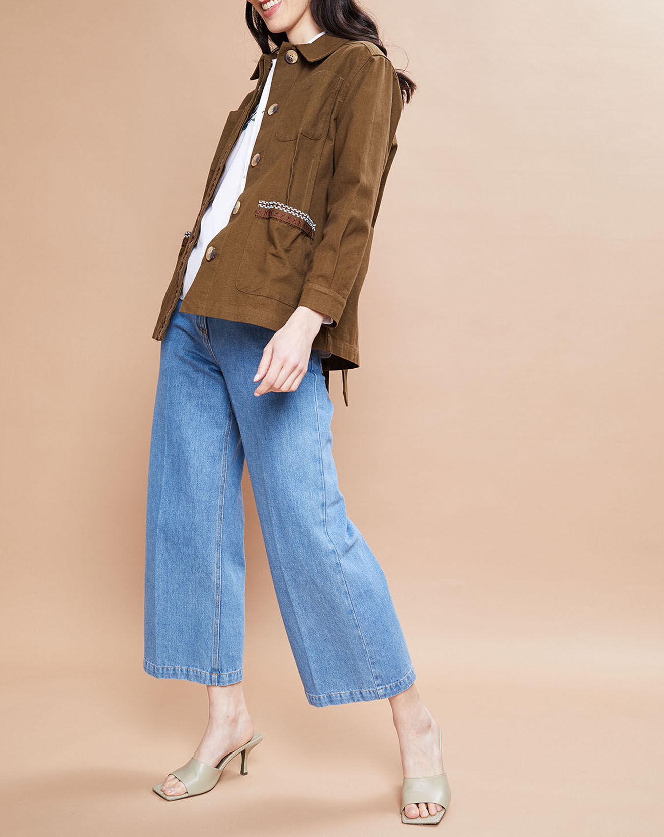 Inouitoosh Veste courte Paloma en Coton kaki