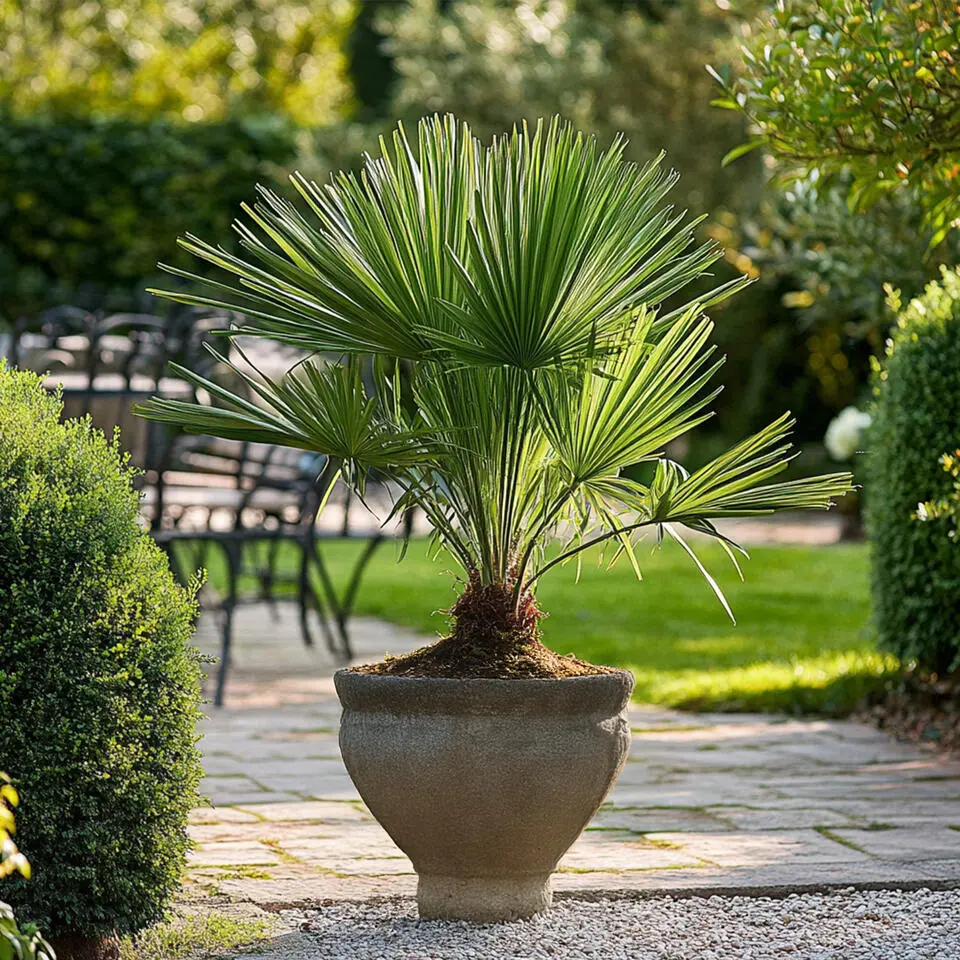 Dwergpalm - Set van 2 - Chamaerops humilis - Hoogte 50-60cm - ⌀15cm