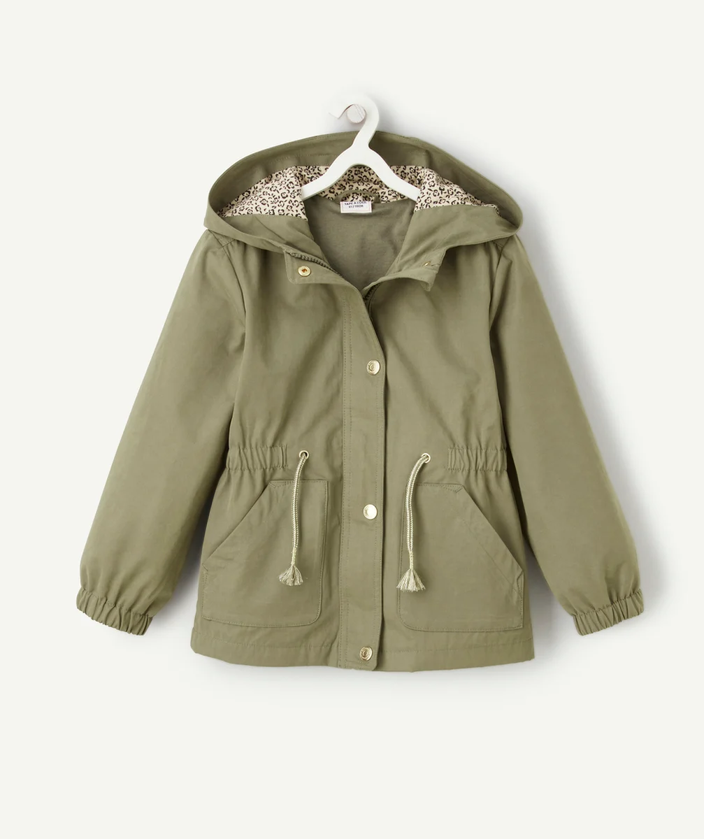 PARKA LÉGÈRE FILLE KAKI À CAPUCHE