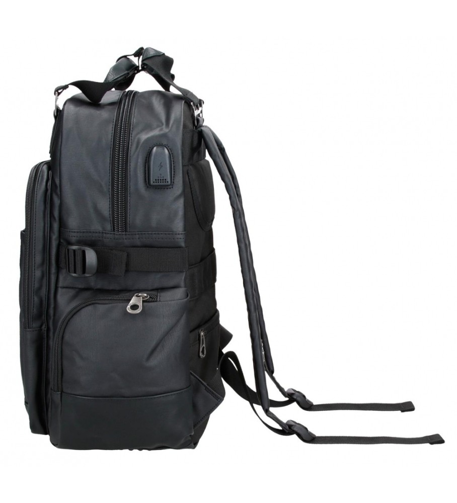 Mochila para laptop Pepe Jeans Hatfield de 15 polegadas, ajustável, preta.