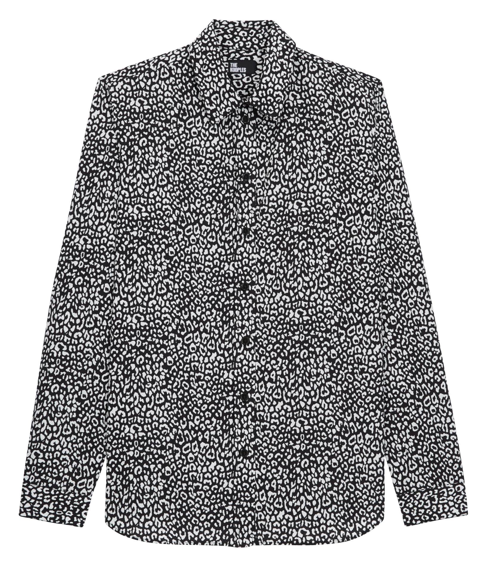 Chemise col classique imprimée en coton| Noir