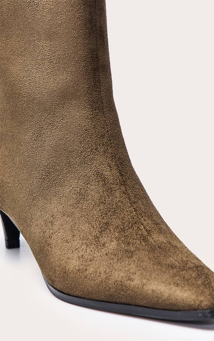 Vert Olive Bottine À Talon Chaton En Synthétique