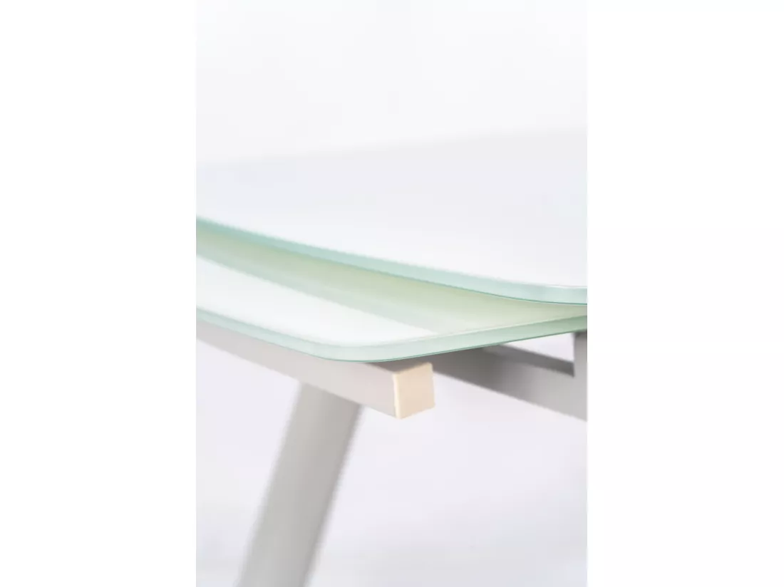 Phil Table extensible (140/210 x 90) en verre trempé blanc