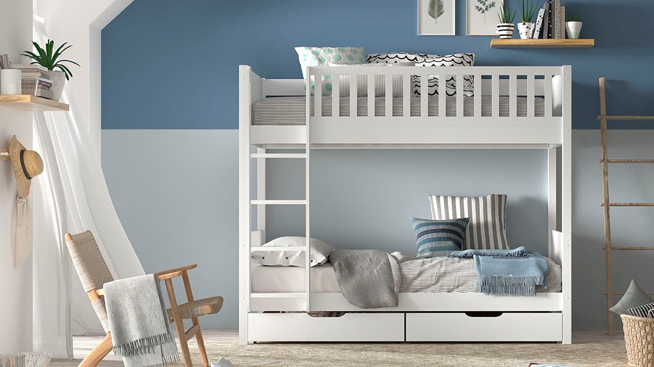 Stapelbed Scott met ladenset wit