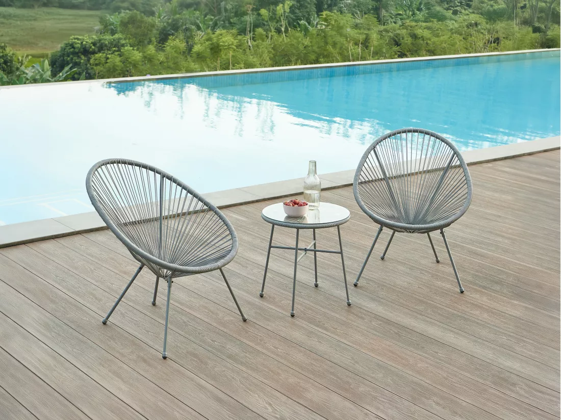 Lot de 2 fauteuils de jardin en fils de résine tressés - Gris anthracite - ALIOS III de MYLIA
