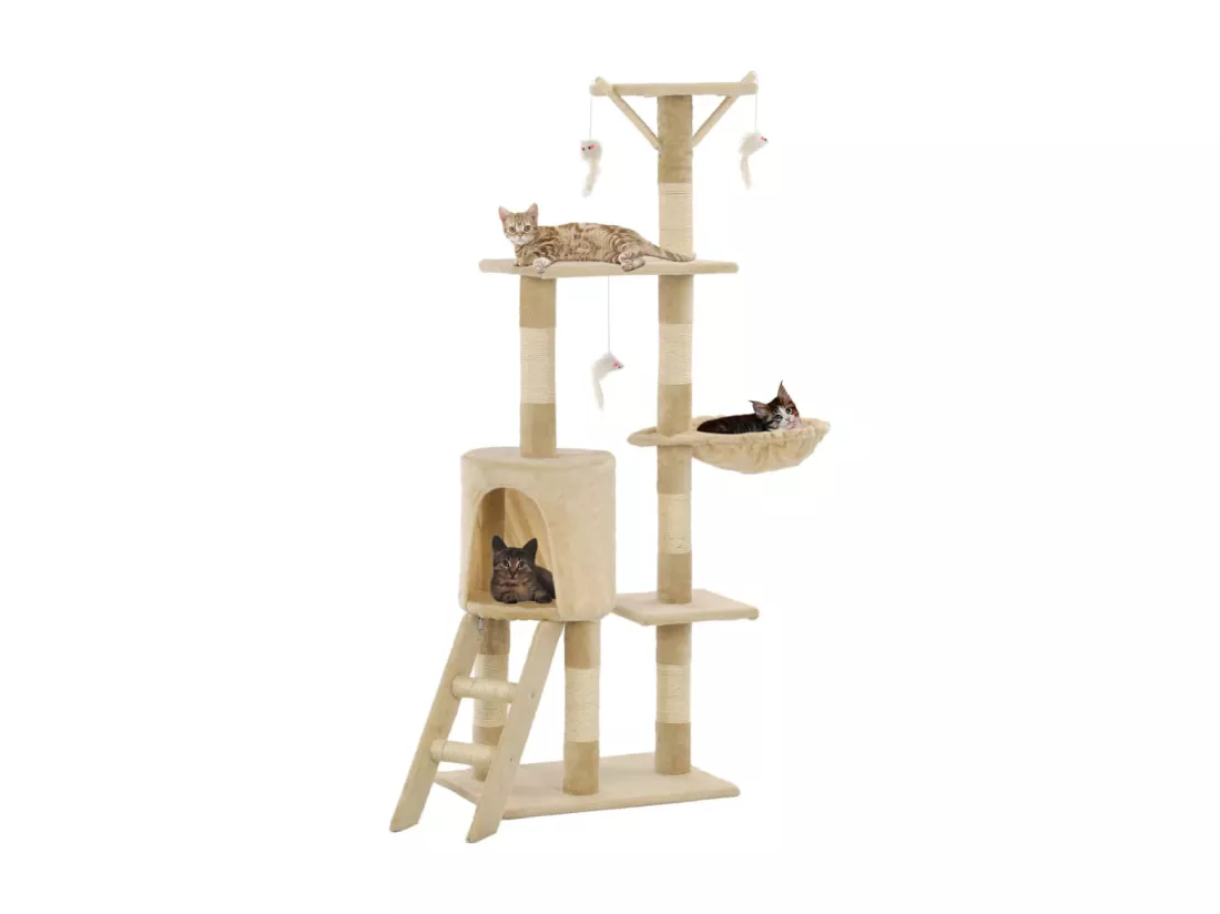Arbre à chat avec griffoirs en sisal 138 cm Beige