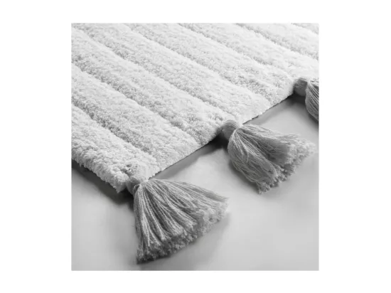 Tapis de Bain 50 x 80 cm Minatis Blanc/Gris - Coton Jacquard