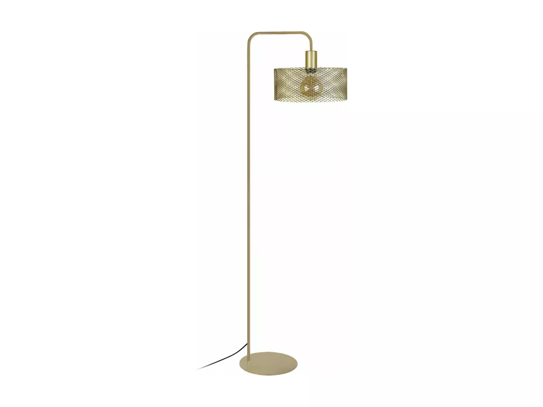 Lampadaire métal doré 157 cm.