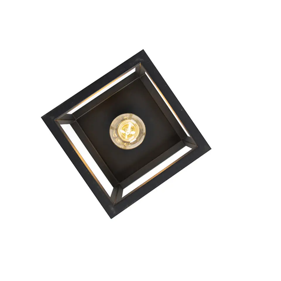 Qazqa plafondlampen cage zwart e27