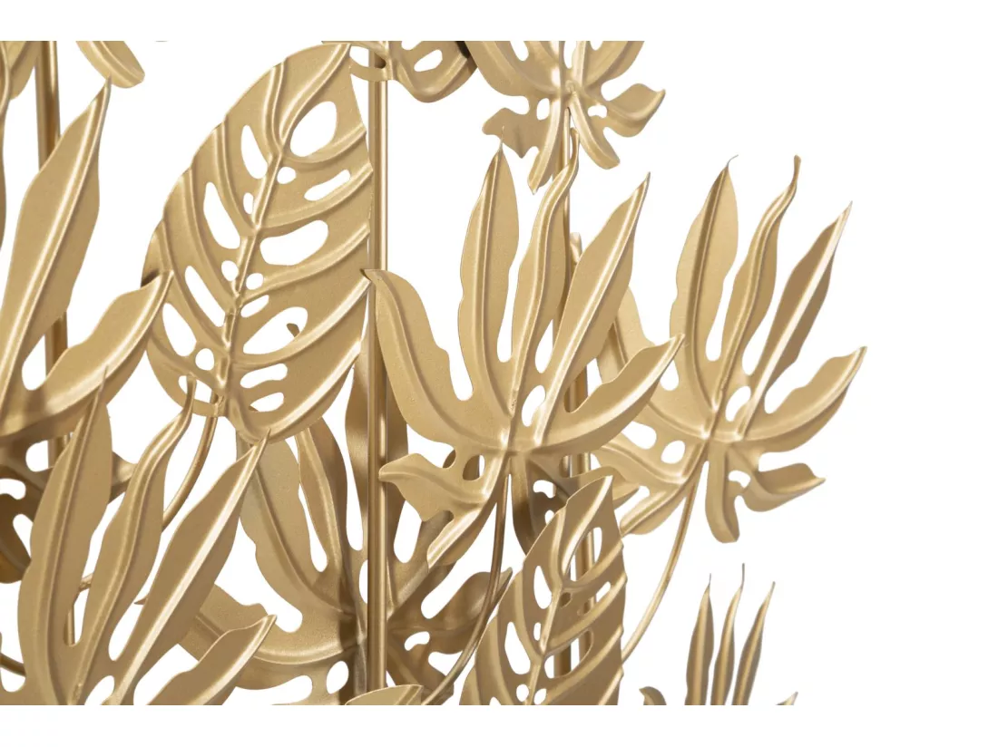 Sculpture feuille de palmier en métal doré, design élégant et exotique, 56x10x57,5 cm