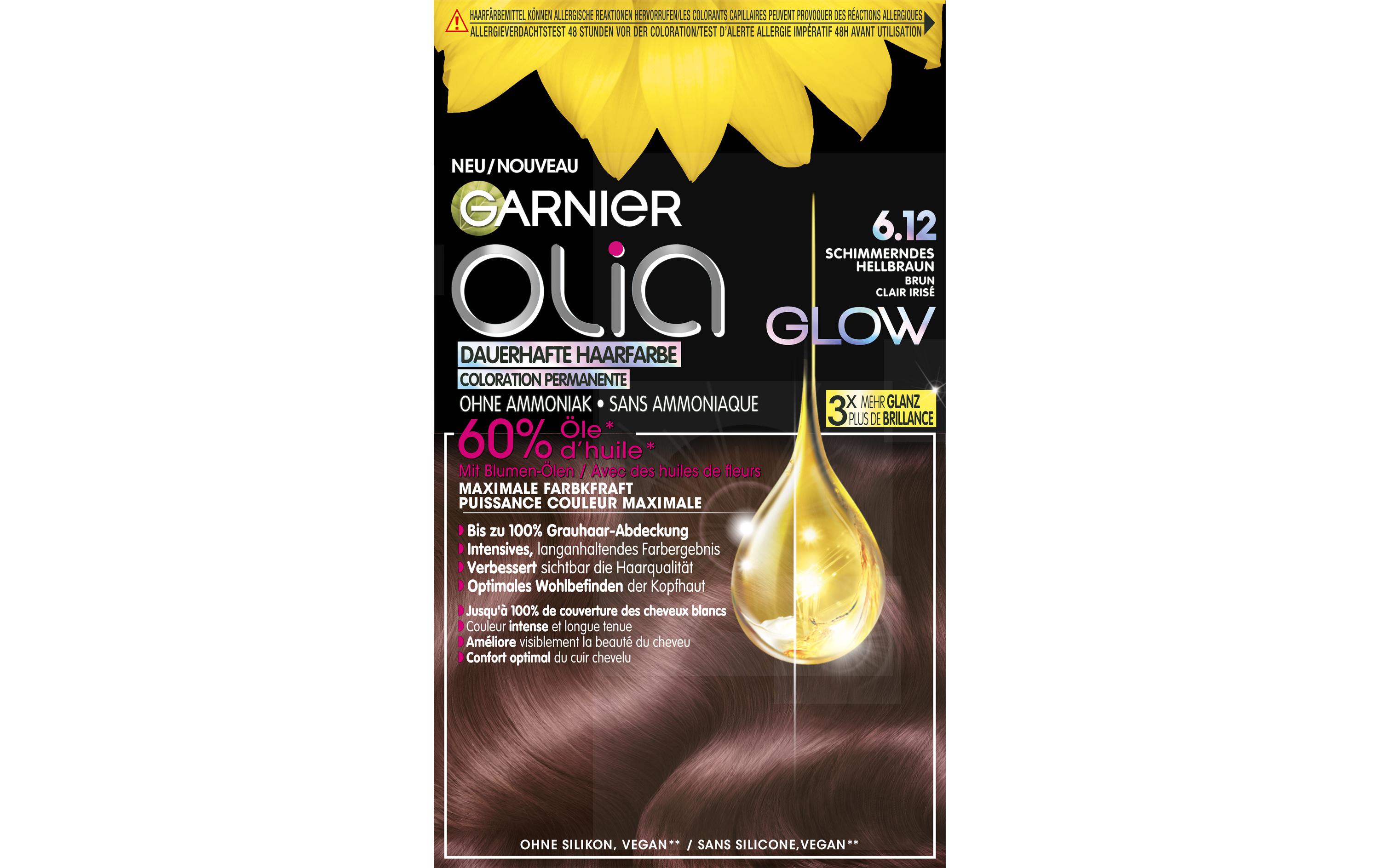 Haarcoloration Olia 6.12 Schimmerndes HellbraunDauerhafte Haarfarbe ohne Ammoniak für eine überwältigende Farbintensität