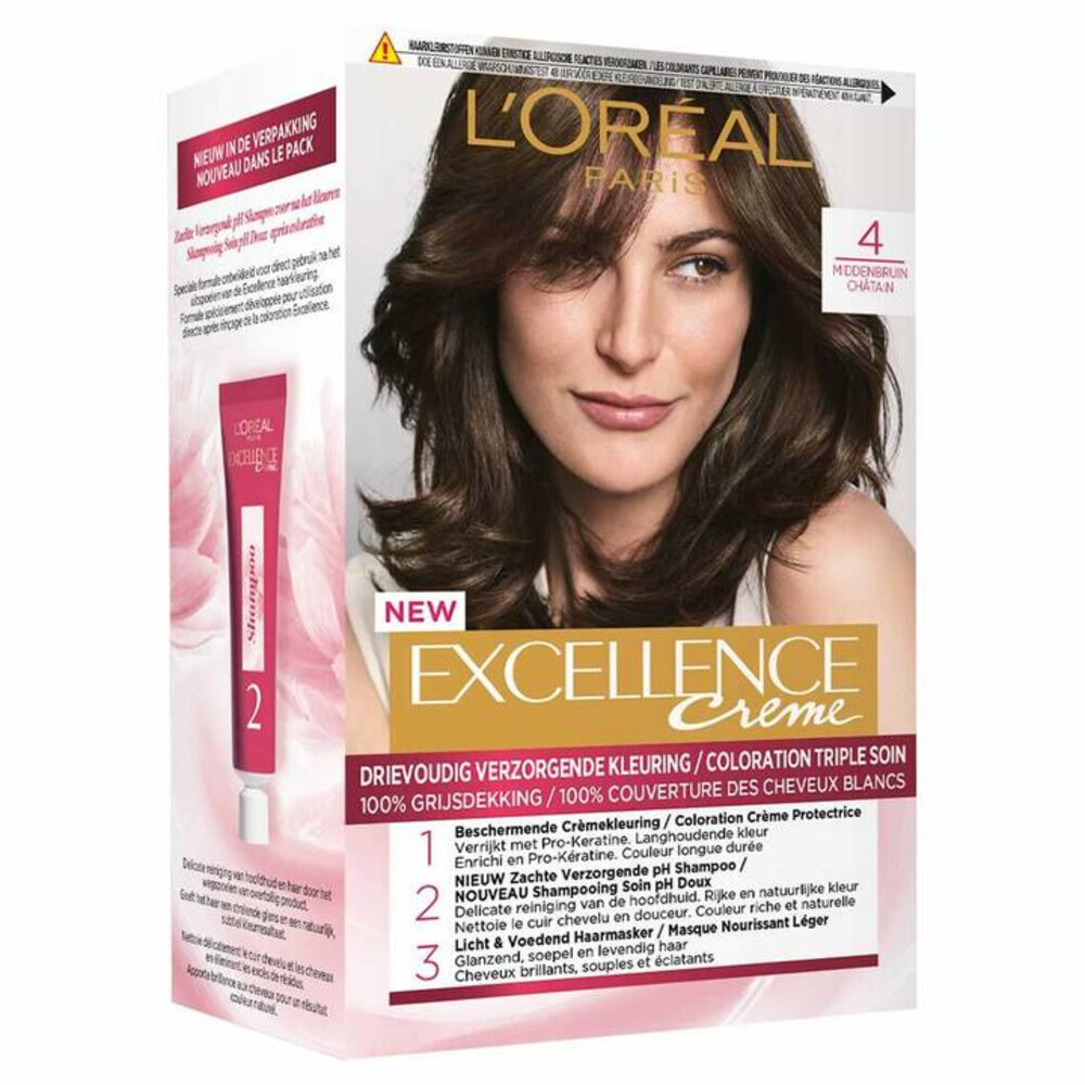 L'Oréal Excellence Crème Permanente Crèmekleuring 4 Middenbruin