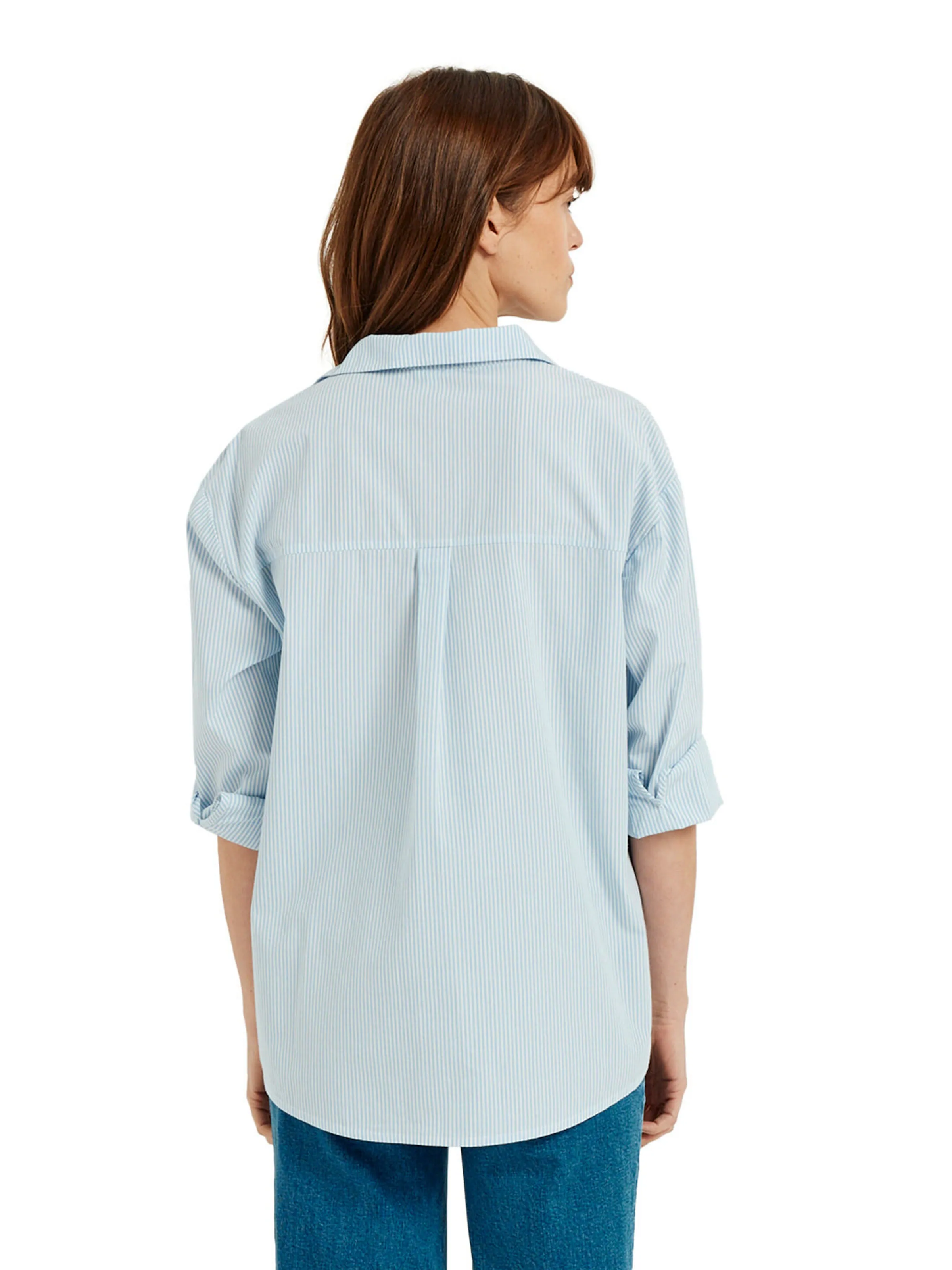 Vertbaudet Hemdbluse für Schwangerschaft und Stillzeit aus gestreiftem Popeline hellblau