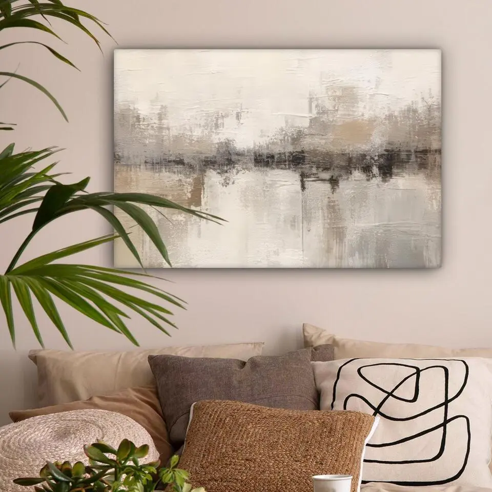 MuchoWow Canvas Schilderij 60x40cm Moderne kunst Abstract Beige