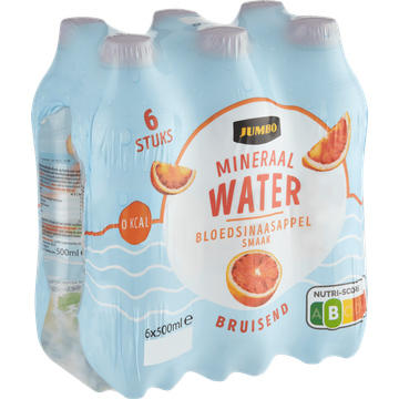 Jumbo Bruisend Mineraalwater Bloedsinaasappel Smaak 6 x 500ML