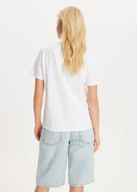 T-shirt met print kat wit (WIT)