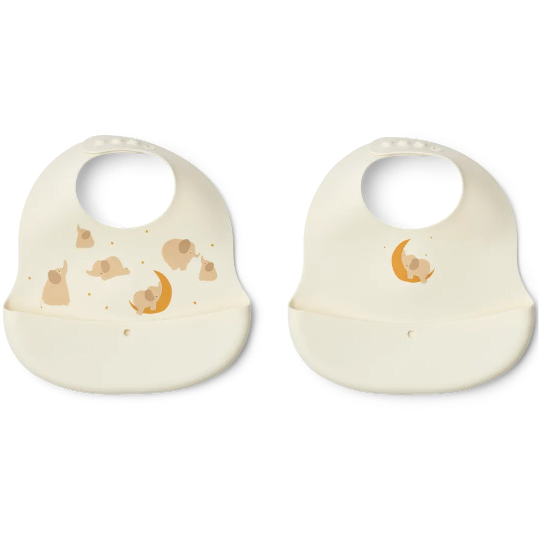 liewood siliconen slabbetjes ember - elephant - creme de la creme