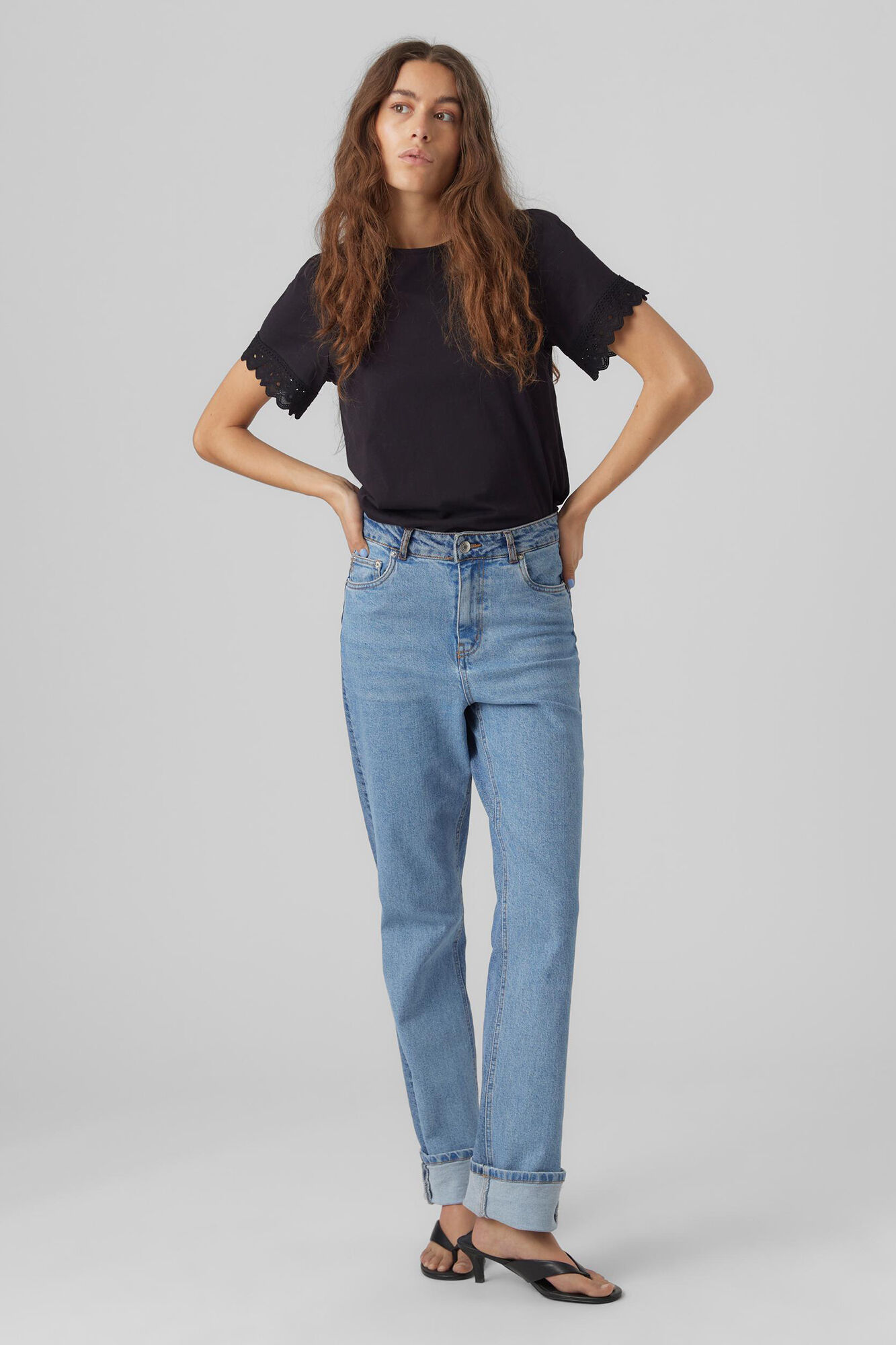 Blusa de algodão de manga curta - Preta