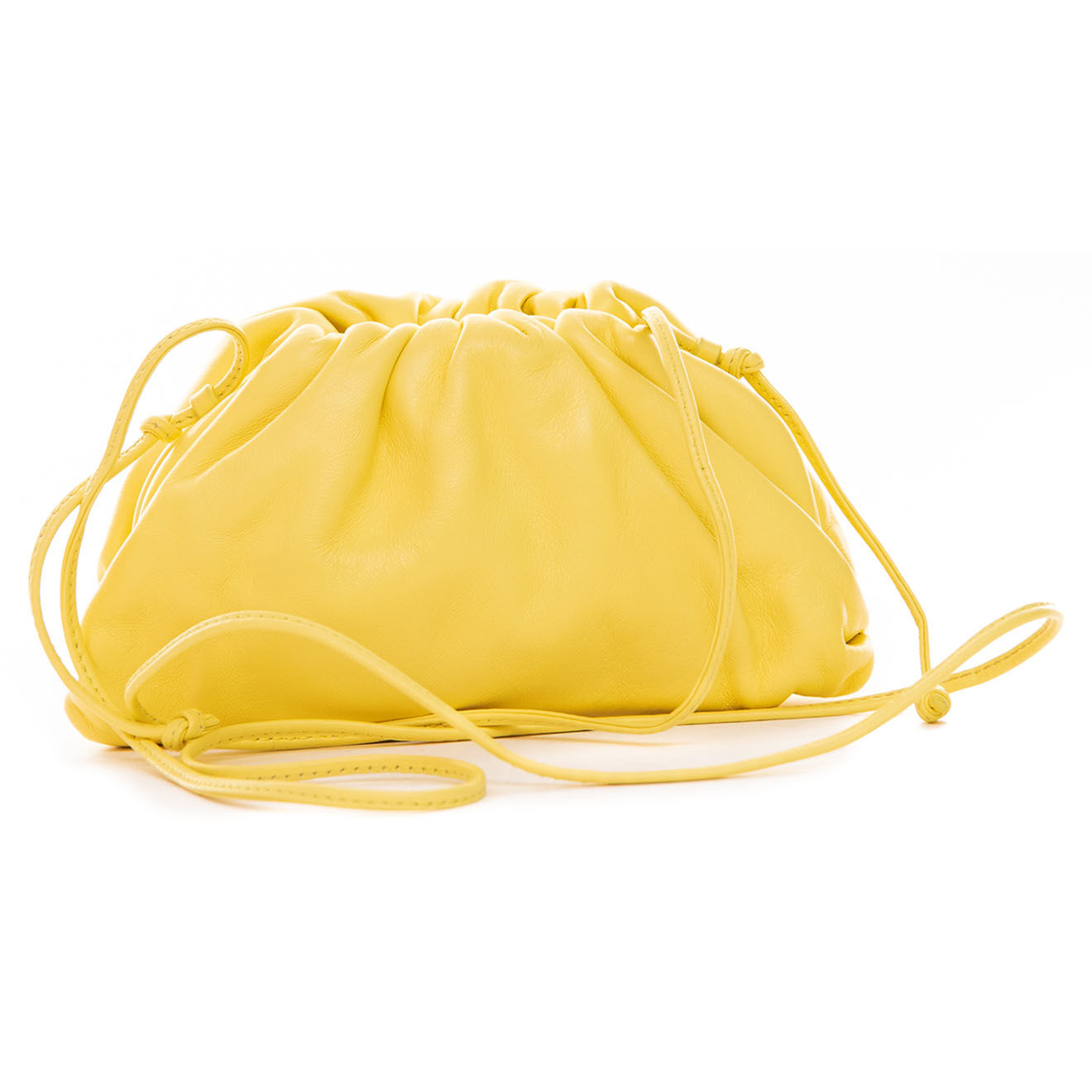 Bottega Veneta Mini sac Pouch en Cuir jaune - Très bon état - L.22 cm