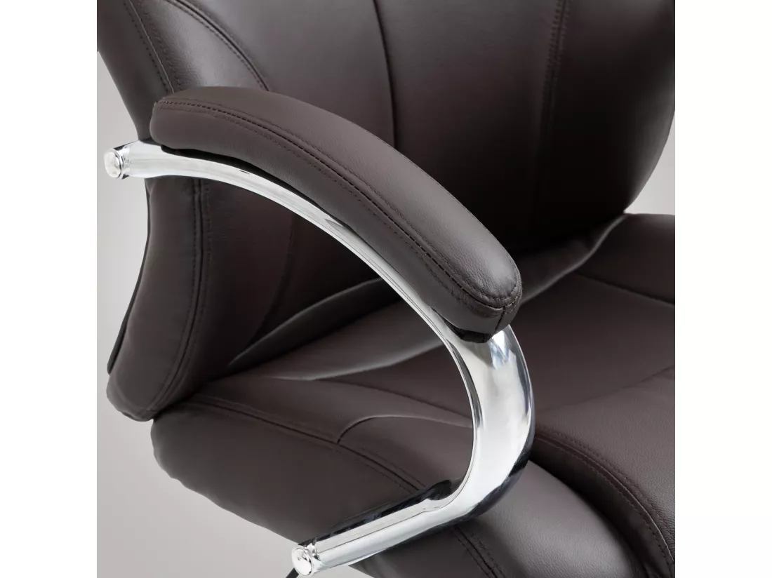 Chaise de bureau - Véritable cuir & Noir - Marron - Salford