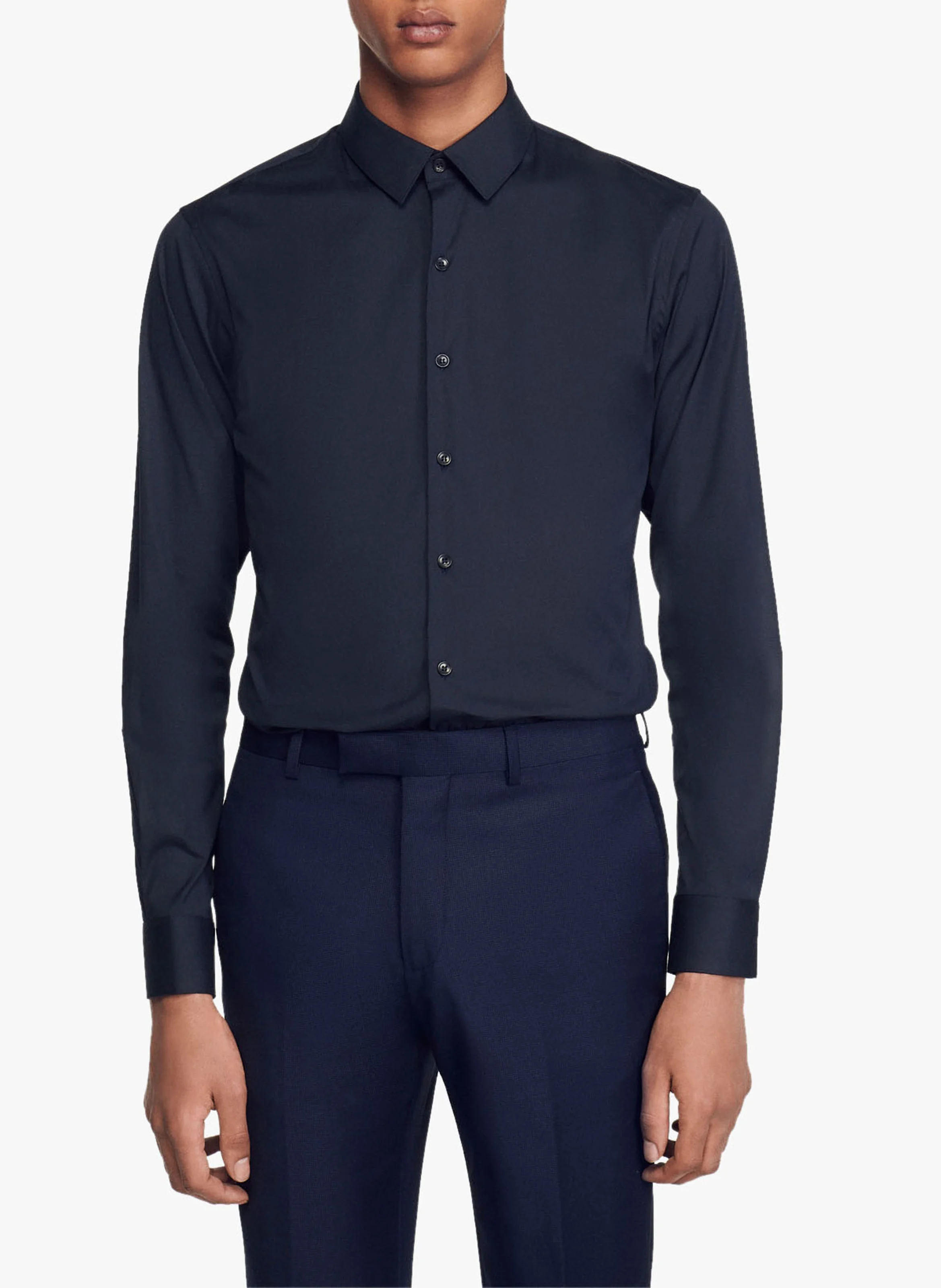 Chemise slim-fit en coton stretch | Bleu
