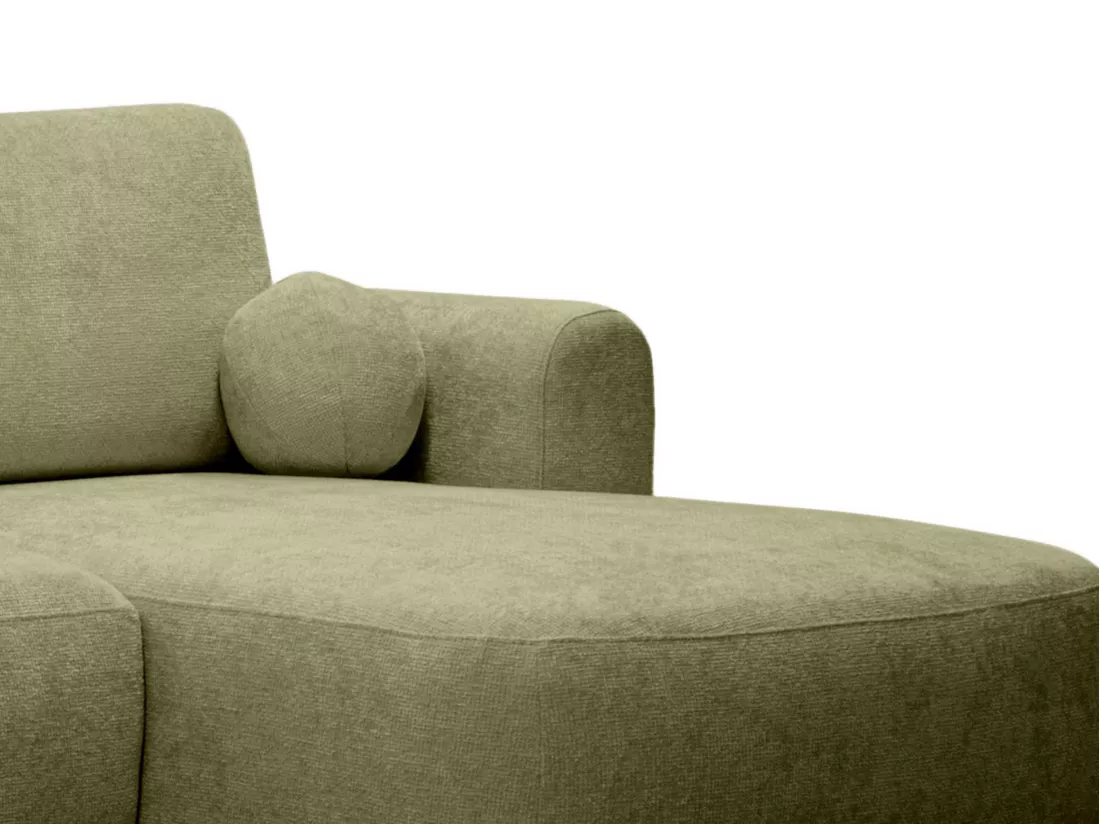Canapé d'angle droit convertible en tissu texturé vert kaki BROCARO de Maison Céphy