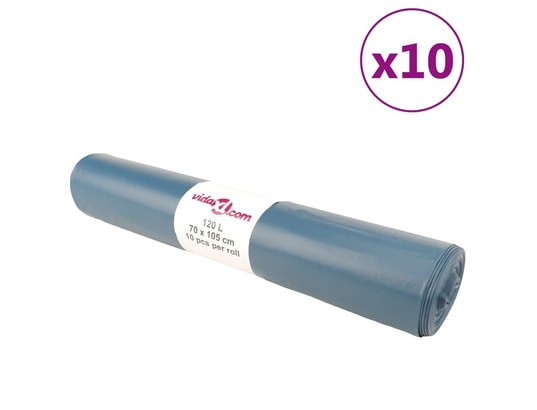 VIDAXL - Sacs poubelles 100 pcs bleu 120 l