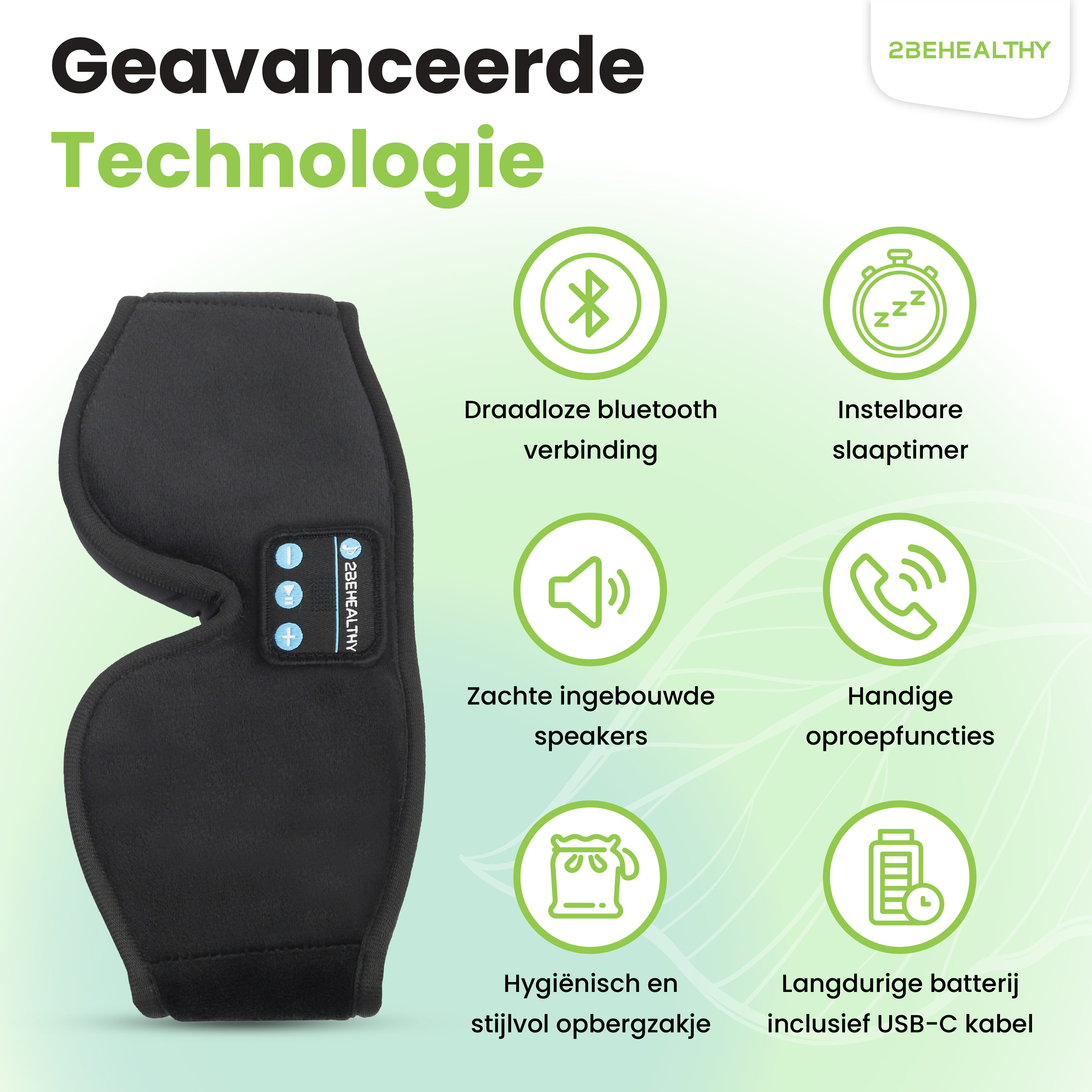 2BEHEALTHY 3D Bluetooth slaapmasker