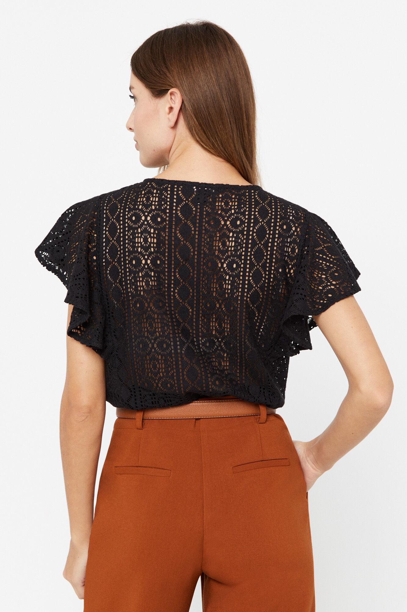 Top de malha vazada - Preto