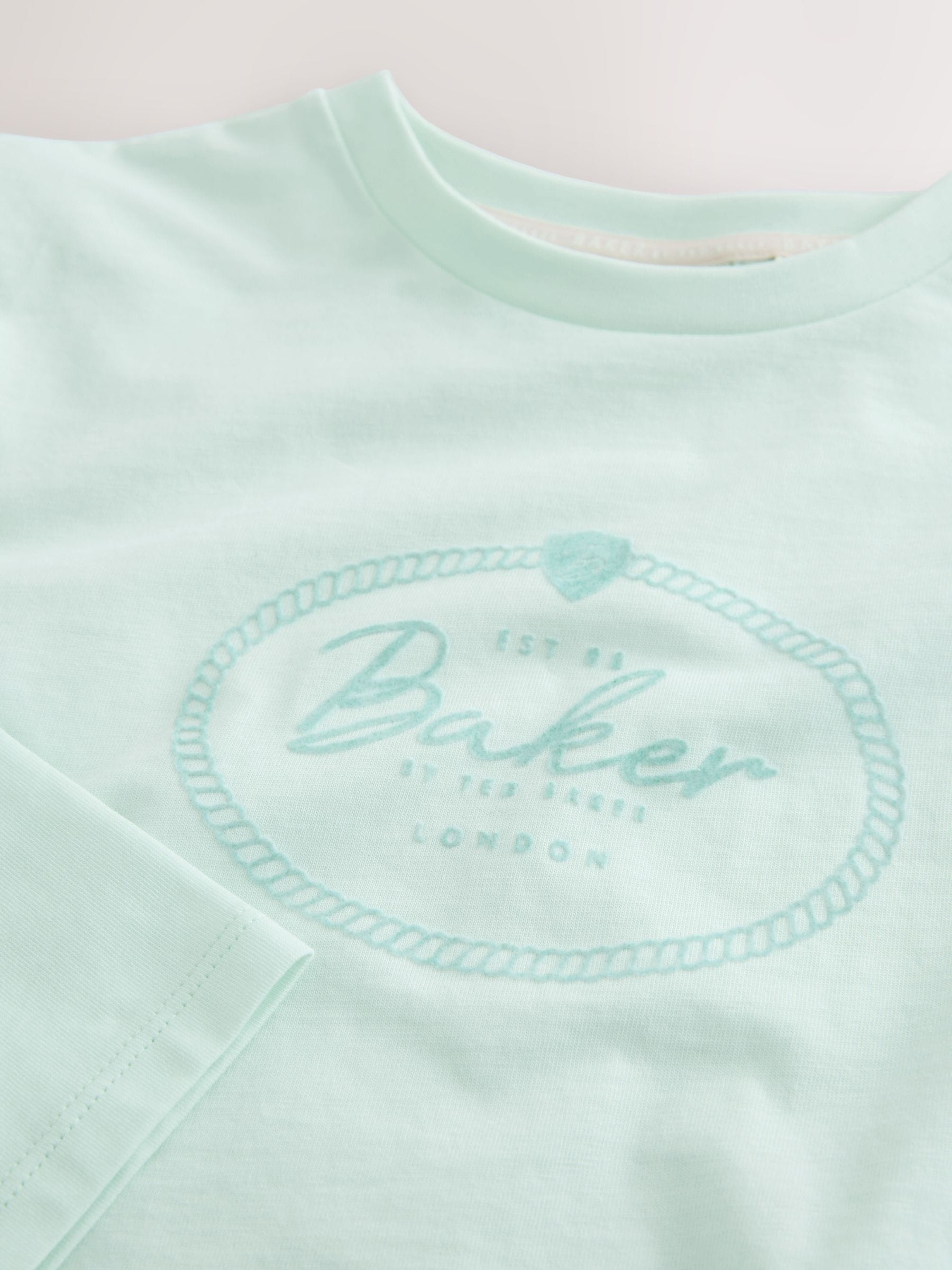 Baker by Ted Baker T-shirts met grafische print en ruches, lange mouwen, verpakking van 3