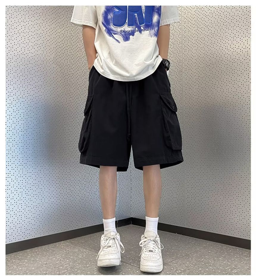 DuckleBeam - Effen cargoshorts met trekkoord in de taille
