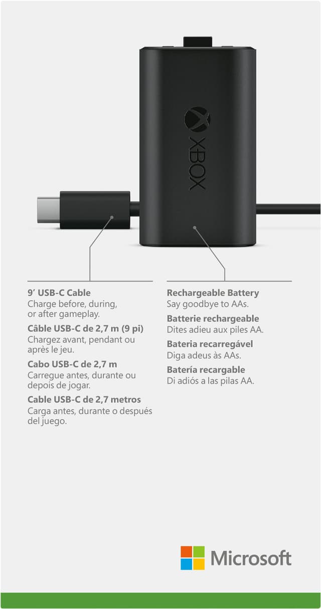 Microsoft Xbox genopladelig batteripakke + USB-C kabel