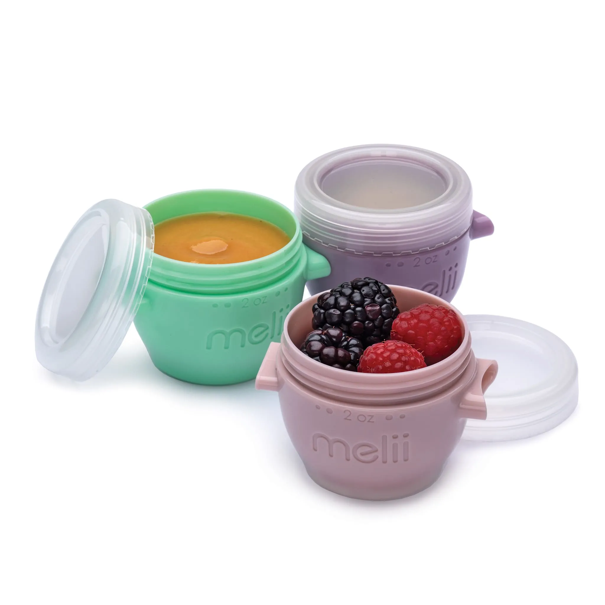 Melii Bols et Couvercles Snap & Go Pods 2oz Paquet de 6