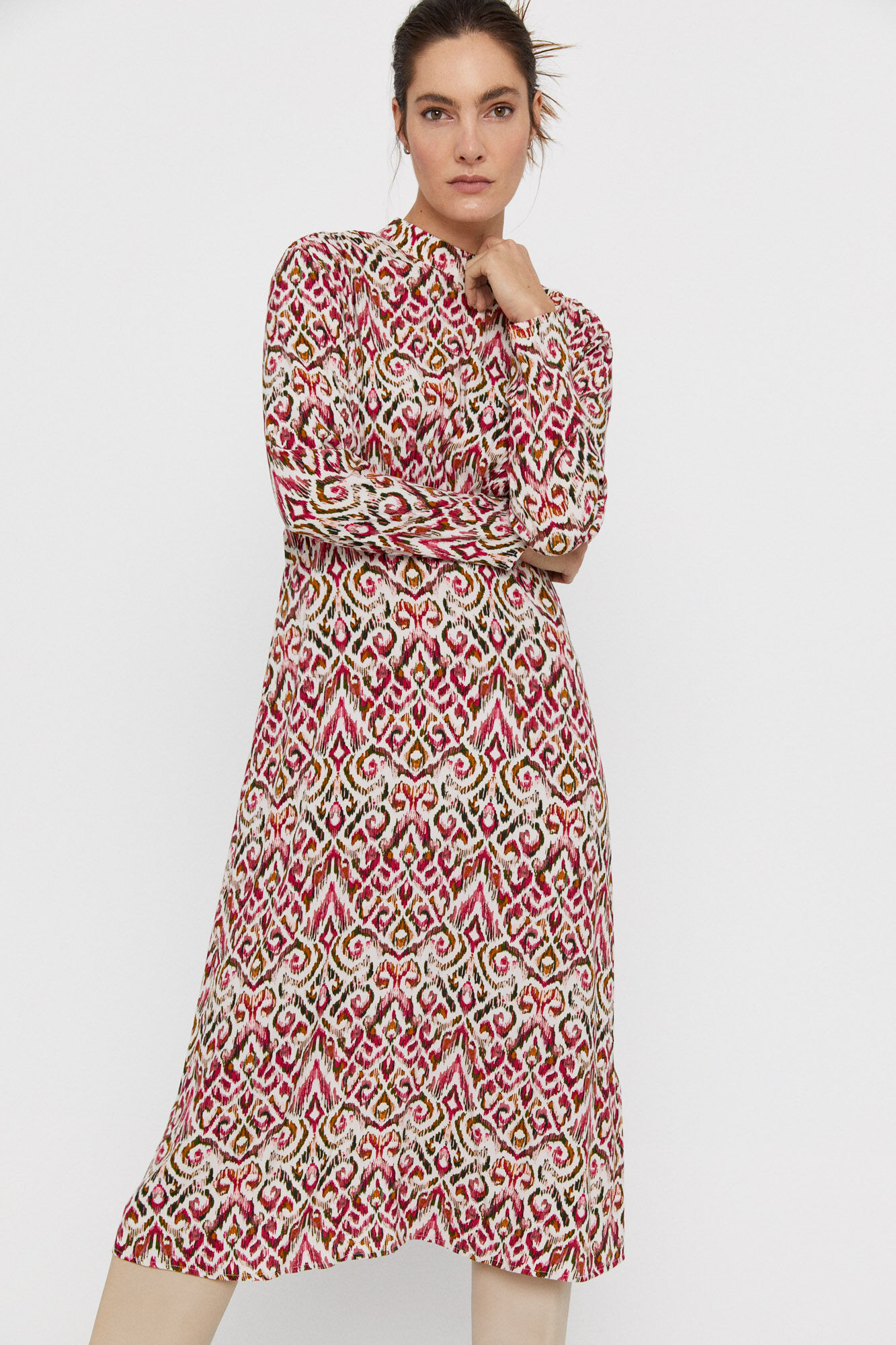 Vestido de malha sustentável - Estampa branca