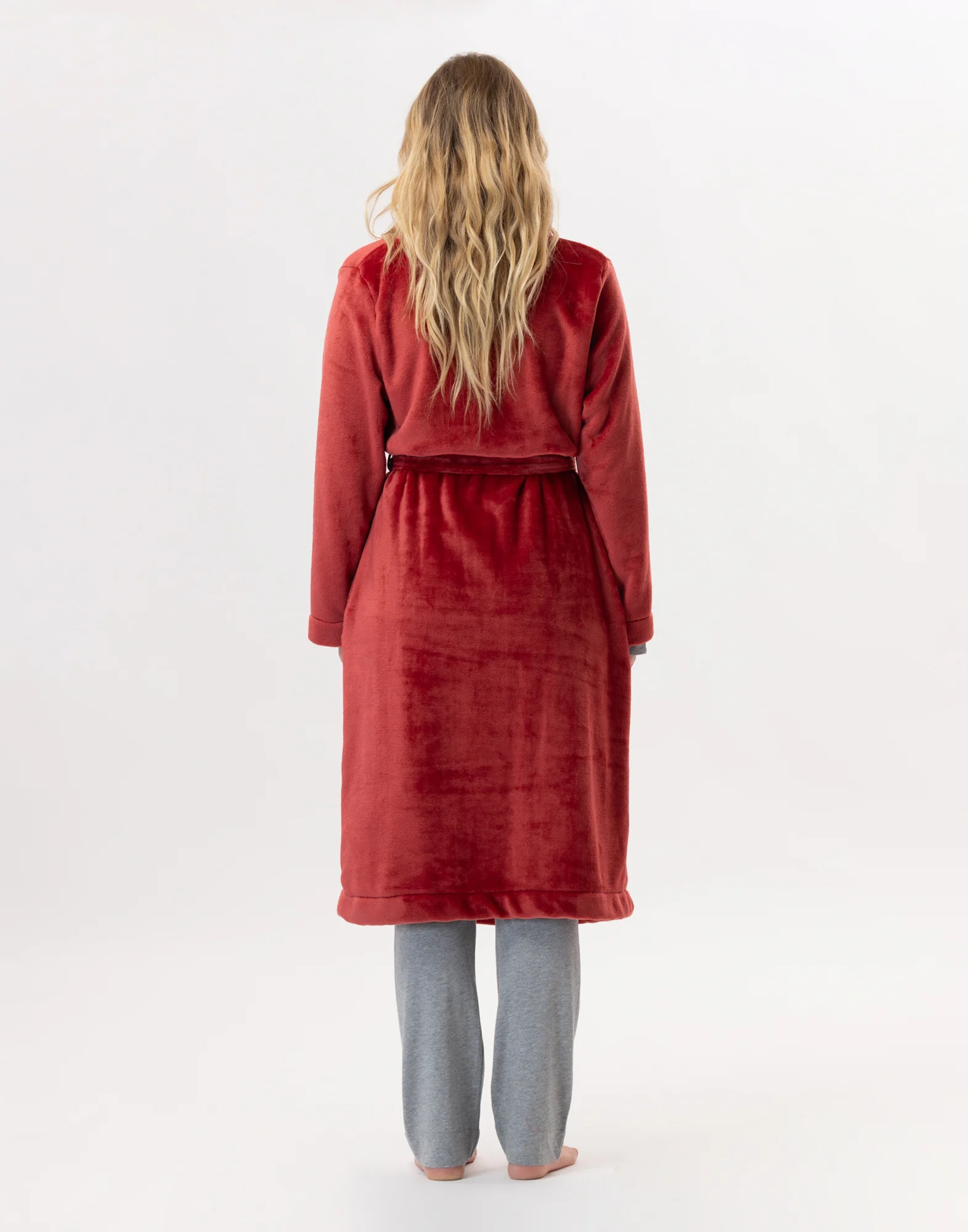 ESSENTIEL H61B - Peignoir en peluche flanelle | Rouge