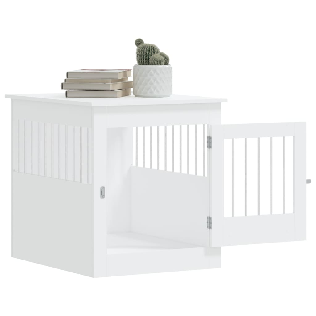 Meuble de cage pour chiens blanc 64,5x80x71cm bois d'ingénierie