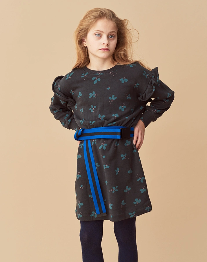 Sweat-Kleid ERIN PETALS mit Rüschen in anthrazit