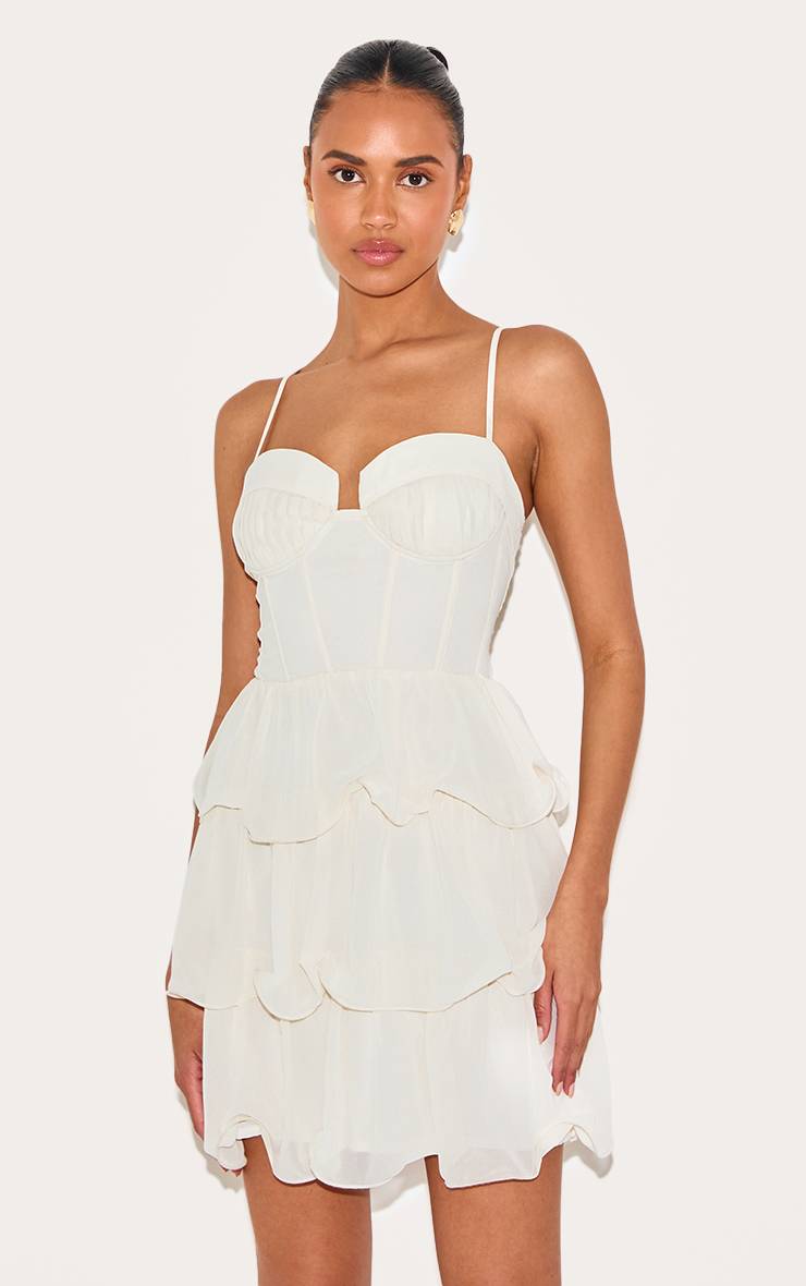 Robe Droite En Mousseline À Détail Plissé Et Volants
