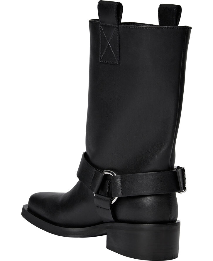 Ganni Biker Tubular Mid Shaft Boot Black